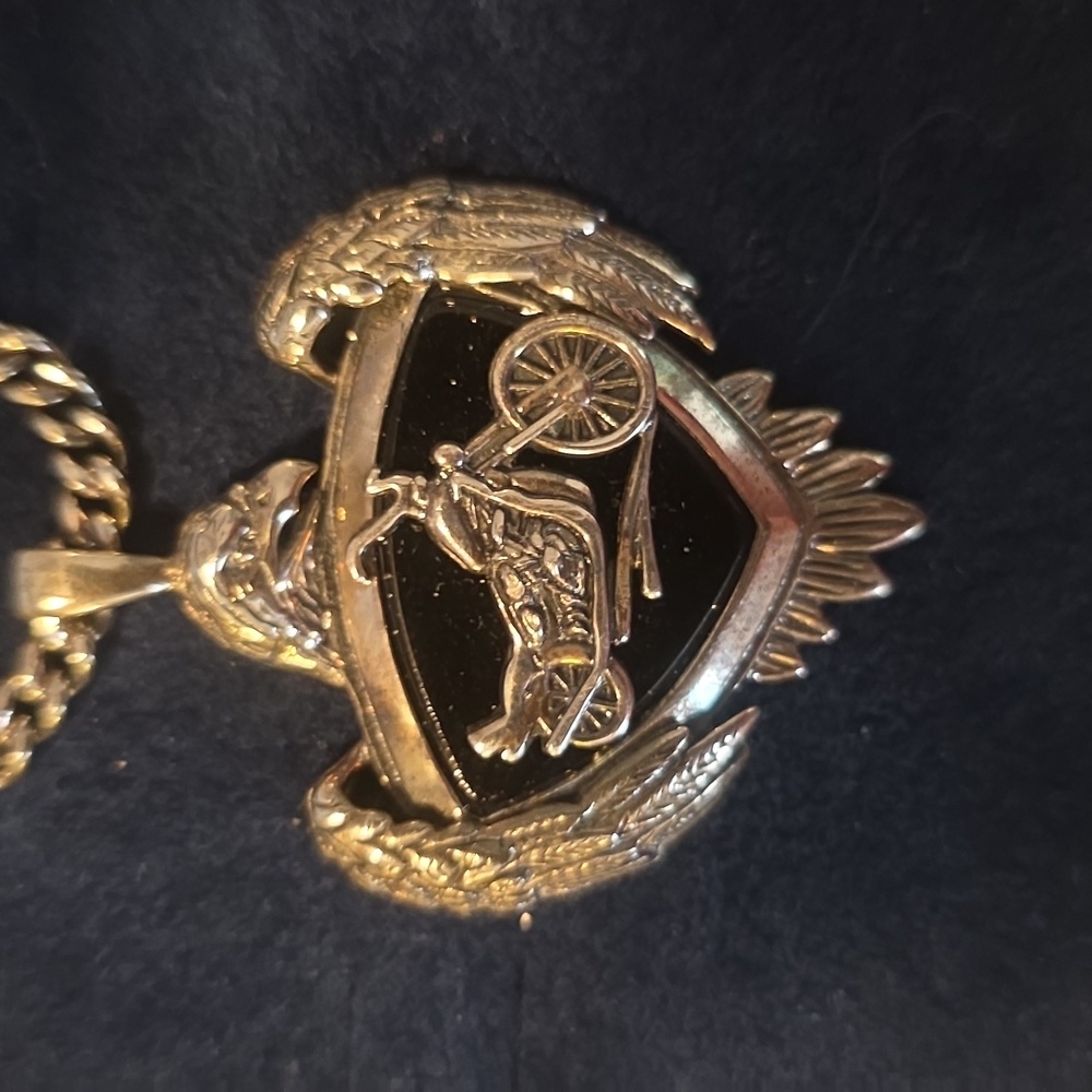 Bradford Exchange “Live to Ride” All-Silver Eagle Motorcycle Pendant Necklace | - Picture 1 of 10